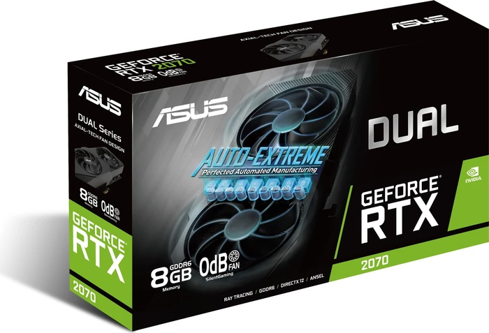 ASUS Dual GeForce RTX 2070 EVO V2, DUAL-RTX2070-8G-EVO-V2, 8GB GDDR6, DVI, 2x HDMI, DP