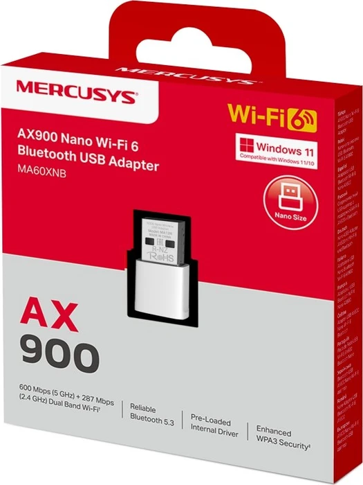 Mercusys WLAN-Adapter, Wi-Fi 6, AX900, 2.4GHz WLAN, USB-A 2.0 [Stecker]