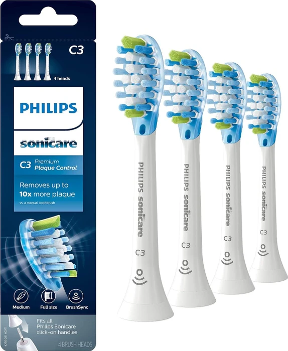 Philips HX9044/65 Sonicare C3 Premium Plaque Defence Ersatzbürste weiß, 4 Stück