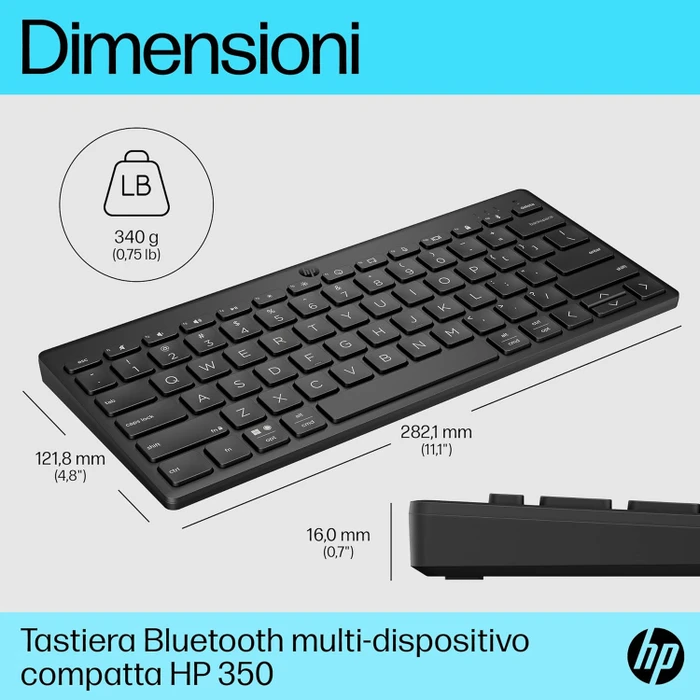 HP 350 Compact Multi-Device Keyboard, schwarz, Bluetooth, IT