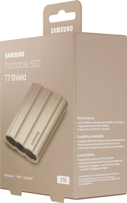 Samsung Portable SSD T7 Shield, beige, Beige, 4TB, USB-C 3.1