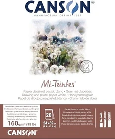 Canson Mi-Teintes Zeichenpapier, 240x320mm, glatt, weiß, 20 Blatt