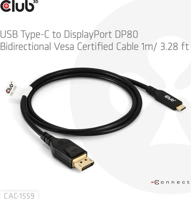 Club 3D USB Typ-C auf DisplayPort DP80 4K240Hz, 1m