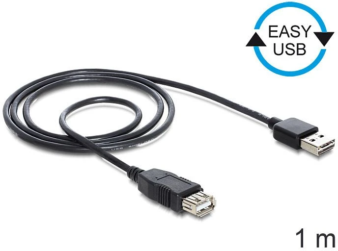 DeLOCK EASY-USB 2.0 Verlängerungskabel, USB-A [Stecker] auf USB-A [Buchse], 1m