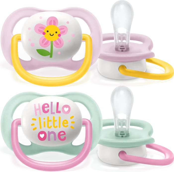 Philips Avent SCF080/09 Ultra Air Beruhigungsschnuller, 0-6M, Silikon, happy, 4 Stück