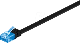 goobay Flach-Patchkabel, Cat6a, U/UTP, RJ-45/RJ-45, 3m, schwarz