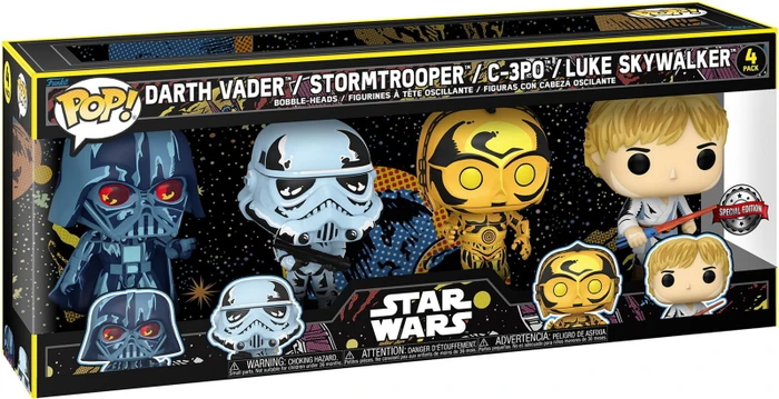 FunKo Pop! - Star Wars - Darth Vader / Stormtrooper / C-3PO / Luke Skywalker - 4 Pack
