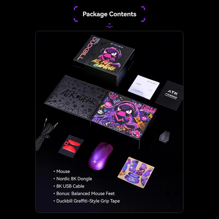 ATK Blazing Sky Duckbill Ultra 8K Wireless Gaming Maus, schwarz, USB