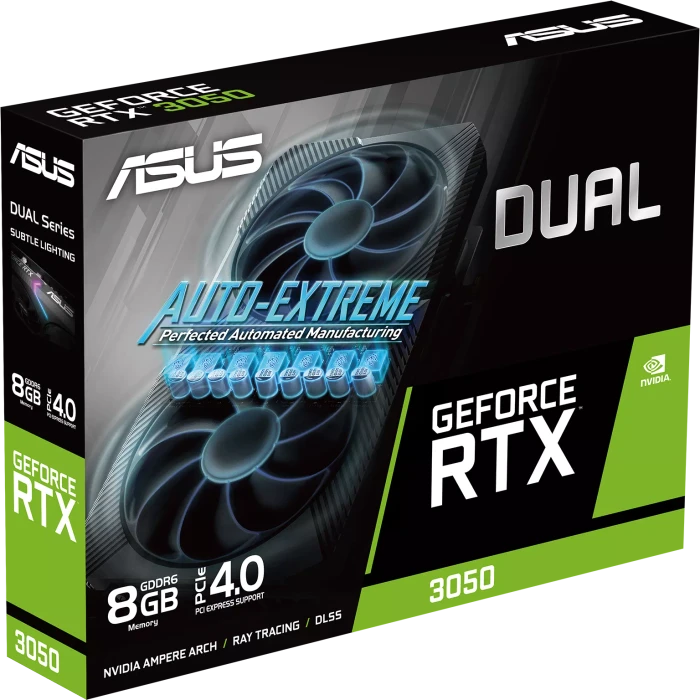 ASUS Dual GeForce RTX 3050 V2, DUAL-RTX3050-8G-V2, 8GB GDDR6, DVI, HDMI, DP