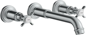 Hansgrohe Axor Montreux 3-Loch Waschtischarmatur für Wandmontage und Kreuzgriffen brushed chrome