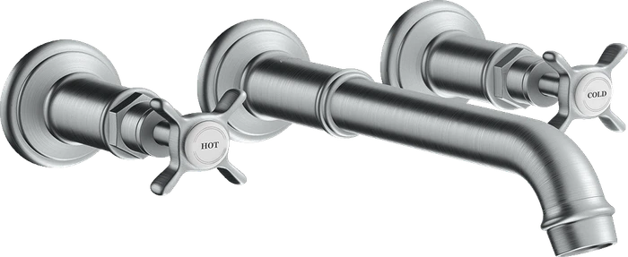 Hansgrohe Axor Montreux 3-Loch Waschtischarmatur für Wandmontage und Kreuzgriffen brushed chrome