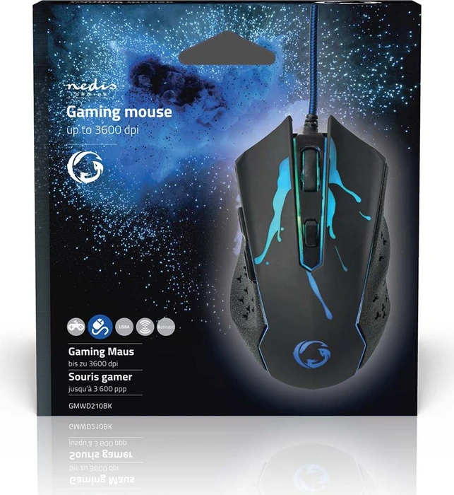Nedis Gaming Mouse 3600dpi, schwarz, USB