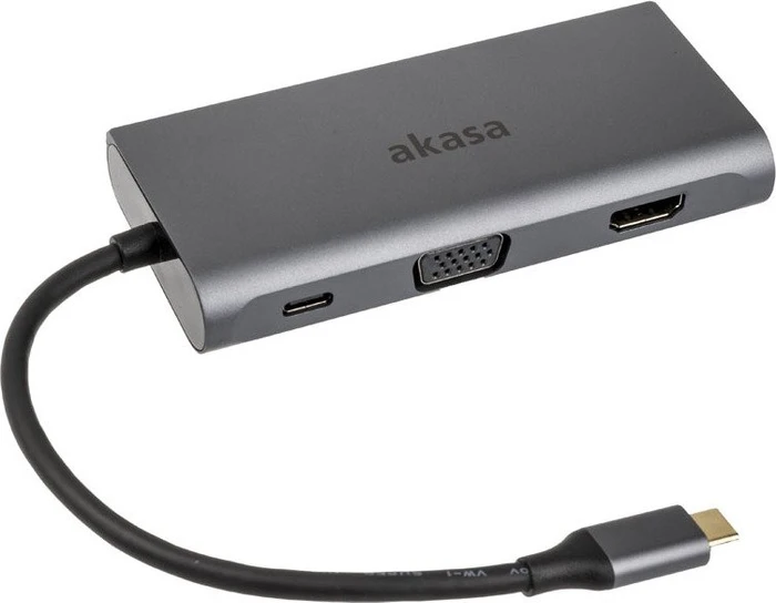 Akasa 9-in-1 Dock, USB-Hub, Dual-Slot-Cardreader, USB-C 3.0 [Stecker]