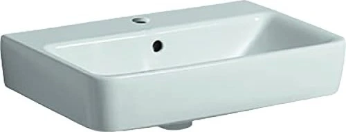 Geberit Renova Compact Waschtisch 55cm, Hahnloch mittig, mit Überlauf, weiß/KeraTect