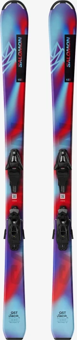 Salomon QST S + C5 pastel neon blue 3/poppy red (inkl. Bindung) (Junior) (Modell 2025/2026)