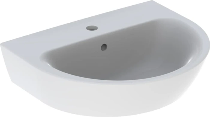 Geberit Renova Waschtisch 55cm, Hahnloch mittig, mit Überlauf, weiß/KeraTect