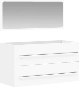 vidaXL Bad Waschbeckenunterschrank 90x38.5x48cm mit Spiegel Holzwerkstoff weiß