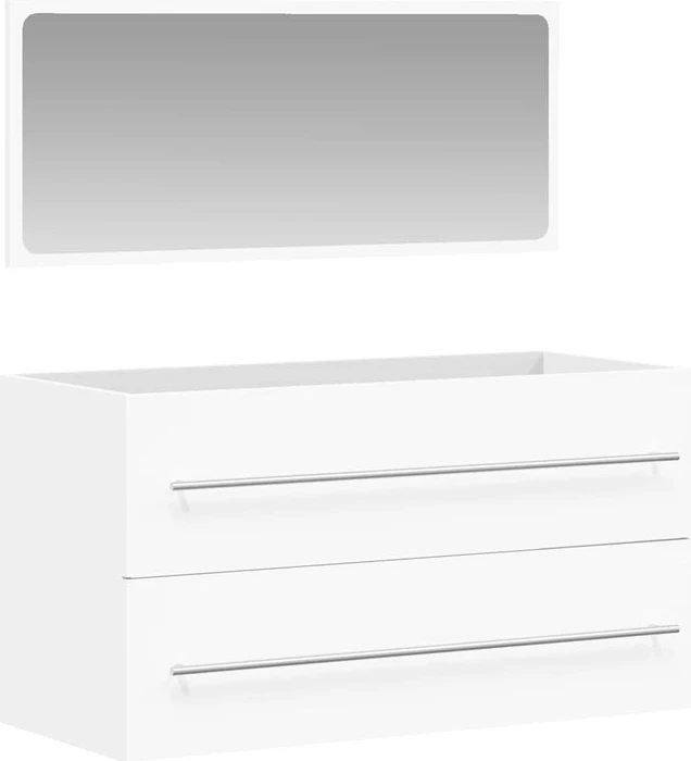vidaXL Bad Waschbeckenunterschrank 90x38.5x48cm mit Spiegel Holzwerkstoff weiß