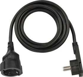 Brennenstuhl Verlängerungskabel mit Winkel-Flachstecker IP20 schwarz H05VV-F 3G1,5,  3m