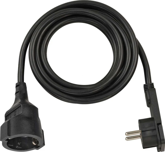 Brennenstuhl Verlängerungskabel mit Winkel-Flachstecker IP20 schwarz H05VV-F 3G1,5, 2m