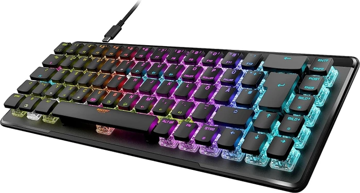 Roccat Vulcan II Mini Air, LEDs RGB, schwarz, TITAN II OPTICAL BROWN, USB/Bluetooth, DE
