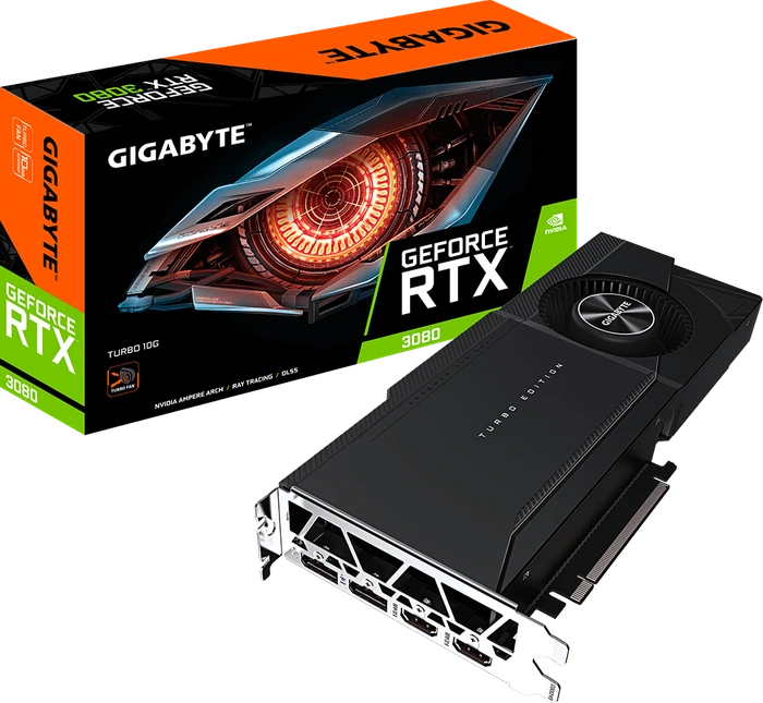 GIGABYTE GeForce RTX 3080 Turbo 10G (Rev. 2.0) (LHR), 10GB GDDR6X, 2x HDMI, 2x DP