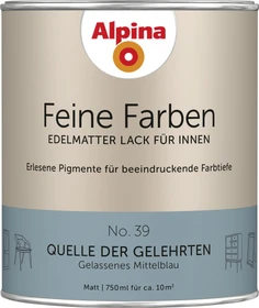 Alpina Farben Feine Farben Lack No. 39 Quelle der Gelehrten innen mittelblau edelmatt, 750ml