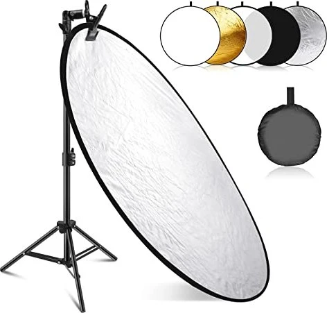 Neewer 5-in-1 Lichtreflektor Set Rund mit Handgriff und Klemme 80cm