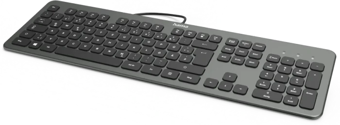 Hama KC-700 Slim-Design Tastatur, anthrazit/schwarz, USB, DE