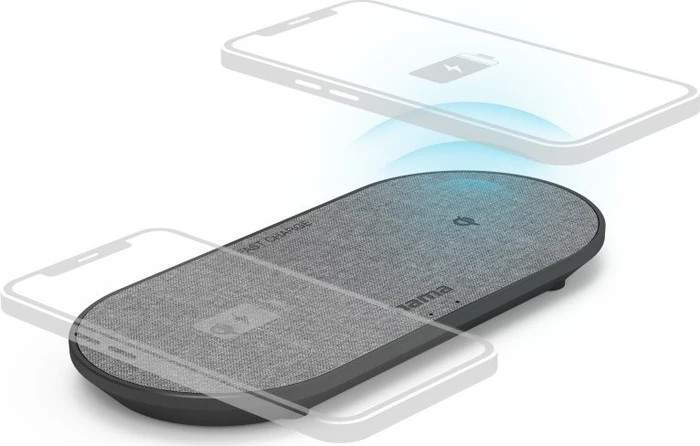 Hama Wireless Charger QI-FC10 DUO 10W kabelloses Smartphone-Ladepad schwarz