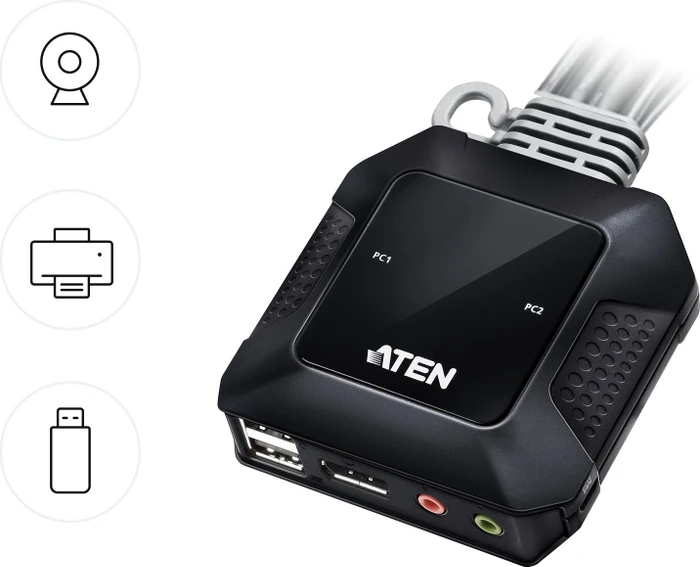 ATEN 2-Port USB-C DisplayPort Hybrid Cable KVM-Switch