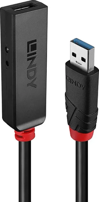 Lindy USB 3.0 aktives Verlängerungskabel Slim schwarz, USB-A [Stecker] auf USB-A [Buchse], 3m