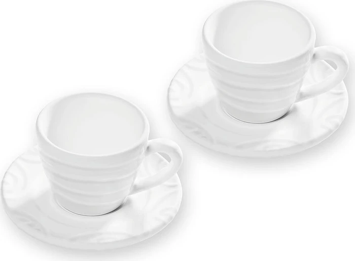 Gmundner Keramik Weißgeflammt Espressotassen-Set für 2, 4-tlg.