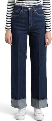 Tom Tailor Linou Wide Turn-Up Jeans rinsed blue denim (Damen)