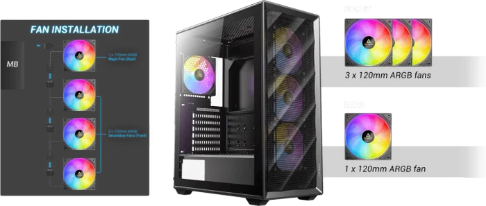 Antec AX85 ARGB, schwarz, Glasfenster