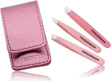 Tweezerman Micro Mini Pinzetten-Set mit Etui pink, 3-tlg.