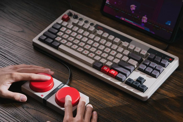 8BitDo Retro Mechanical Keyboard, N Edition, grau, Kailh Box V2 WHITE, USB/Bluetooth, DE