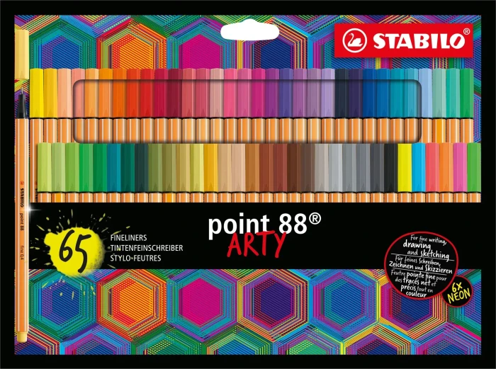STABILO point 88 ARTY with 6 Neon sortiert, 65er-Set, Etui