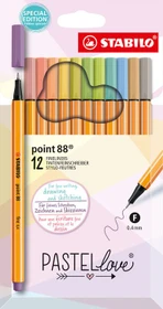 STABILO point 88 Pastellove sortiert, 12er-Set, Kunststoffetui