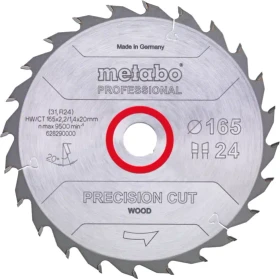 Metabo Precision Cut Wood Professional Kreissägeblatt 24Z, 165x2.2x20mm, 1 Stück
