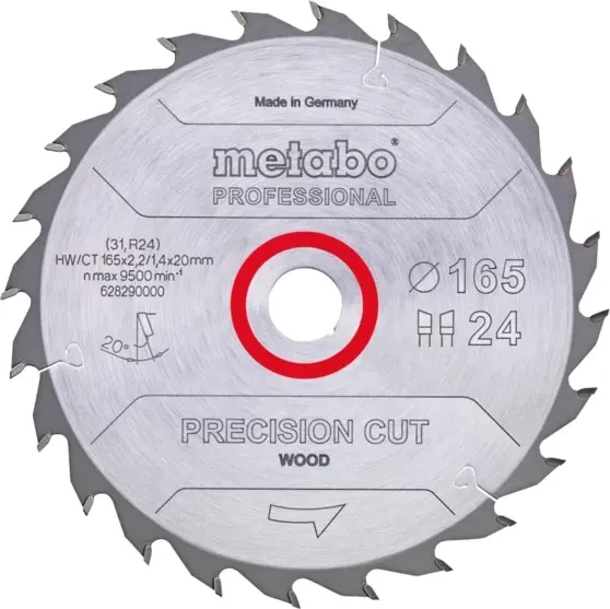 Metabo Precision Cut Wood Professional Kreissägeblatt 24Z, 165x2.2x20mm, 1 Stück