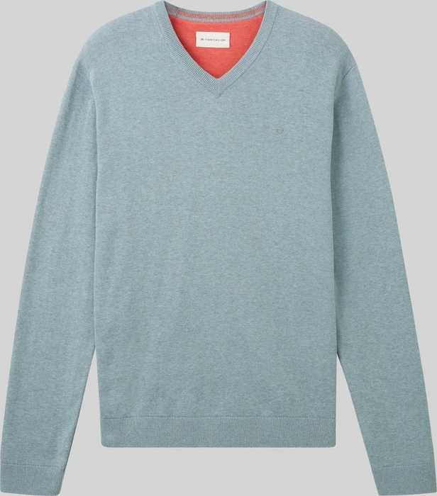 Tom Tailor Strickpullover mit V-Ausschnitt aus Baumwolle Strickpullover blau (Herren)