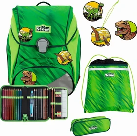 Scout Alpha DIN Dino Rex Schultaschen-Set, 4-tlg.