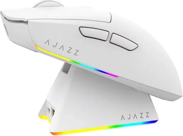 Ajazz AJ139 V2 MC Gaming Mouse mit Ladestation, weiß, USB/Bluetooth