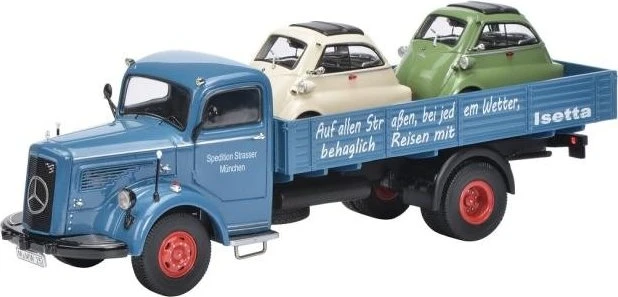 Schuco Mercedes-Benz L6600 Pritsche mit 2x BMW Isetta Isetta Auslieferung