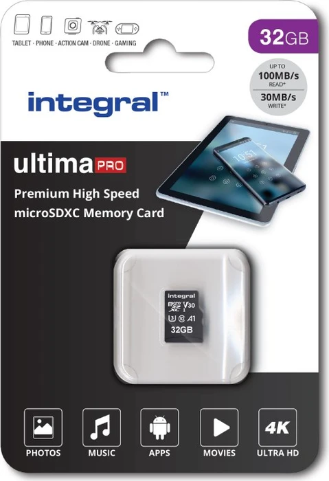 Integral Premium High Speed, microSD UHS-I U3, A1, V30