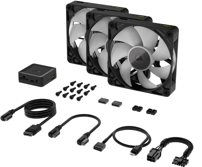 Corsair iCUE LINK RX120 RGB Starter Kit, schwarz, LED-Steuerung, 120mm, 3er-Pack