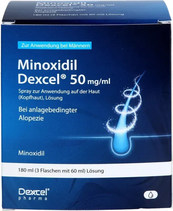 Minoxidil Dexcel 50mg/ml Spray für Männer, 180ml (3x 60ml)