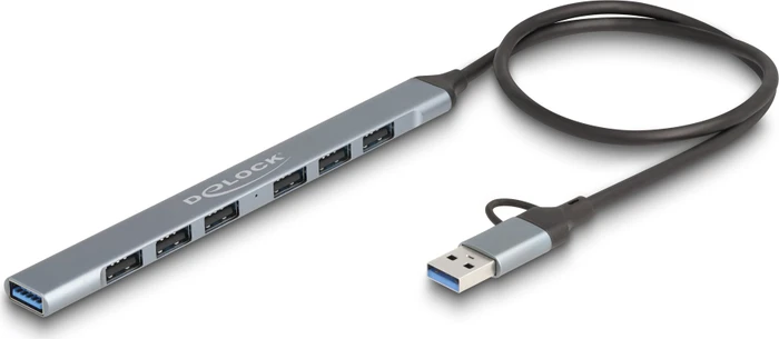 DeLOCK 7-Port Slim USB-Hub, USB-A/USB-C 3.0 [Stecker]