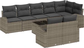 vidaXL Polyrattan Gartensofa Lounge-Set grau, 9-tlg.